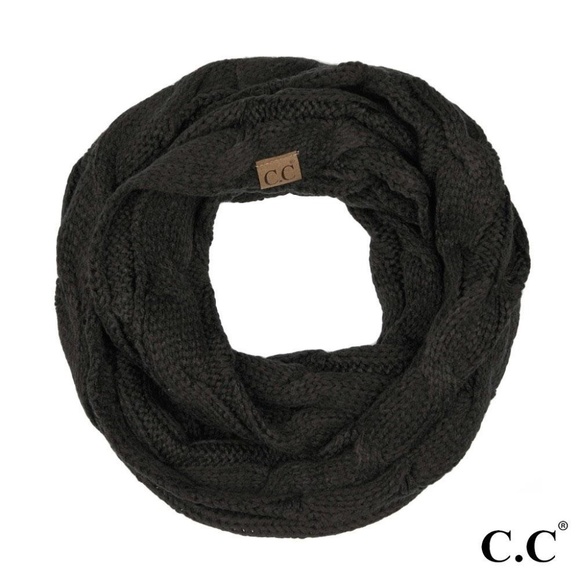 C.C Black Cable Knit Infinity Scarf - Picture 1 of 1